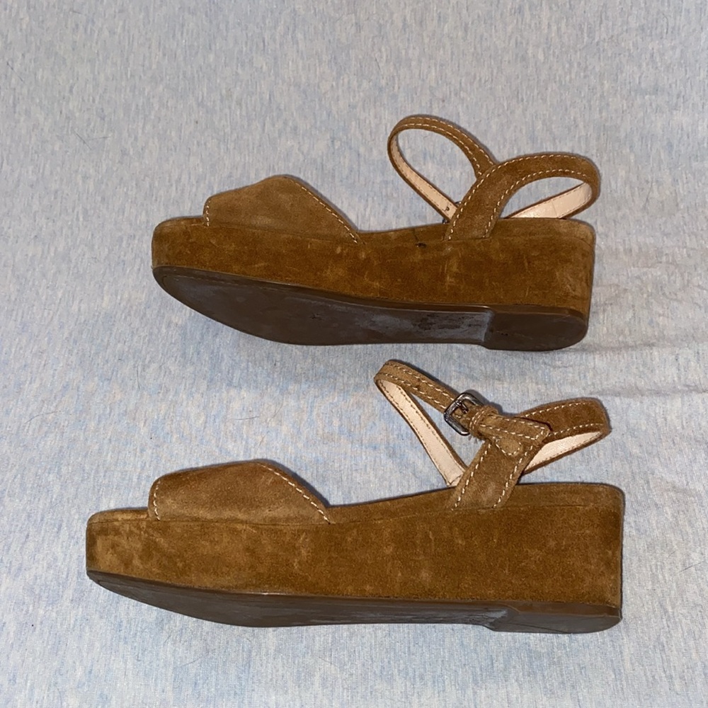 Prada brown suede platform sandals w adjustable ankle strap VGUC EU 37 - Picture 8 of 16